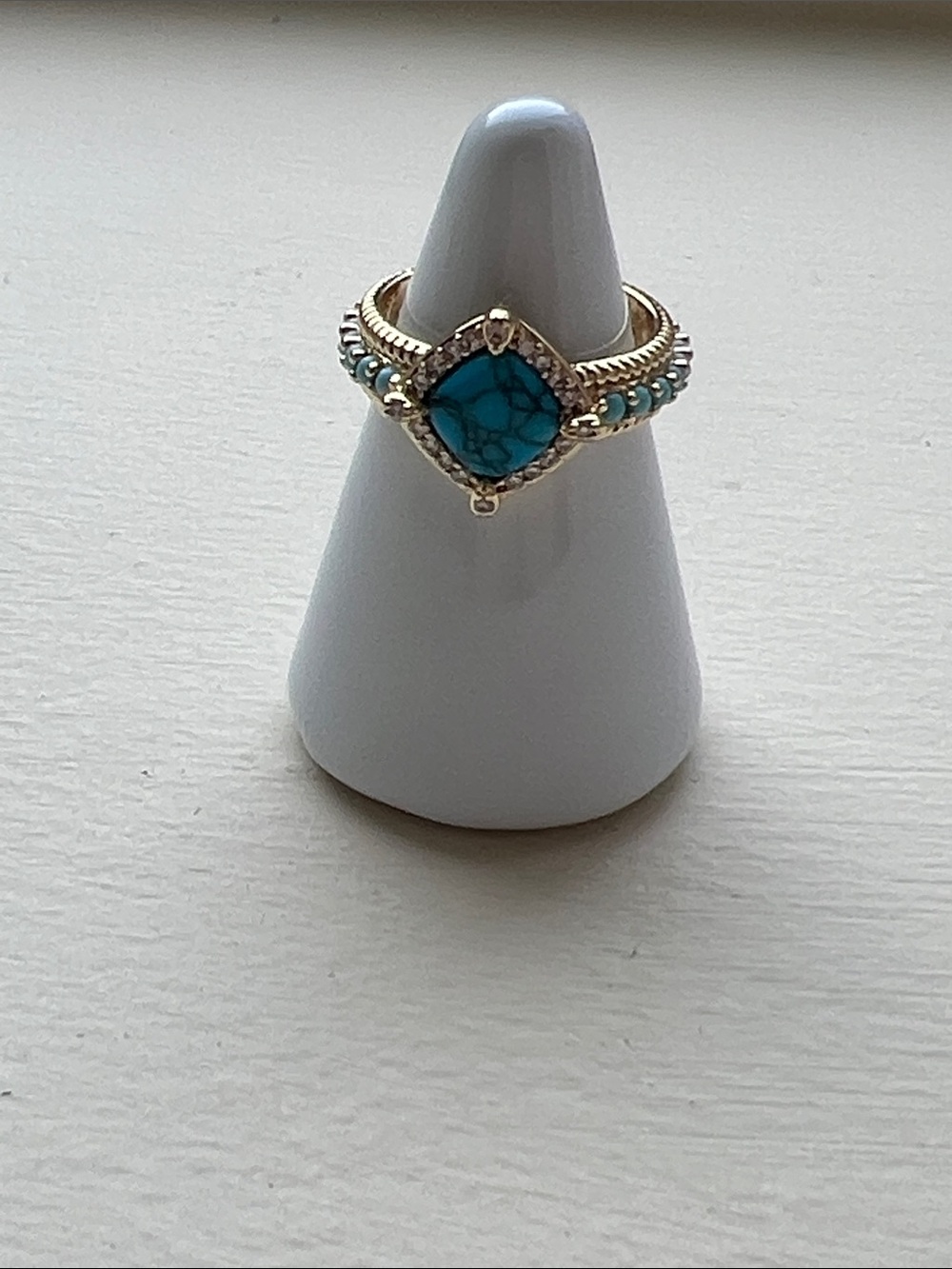 Bp Gold-Tone Turquoise Stone Ring - Blue Accent